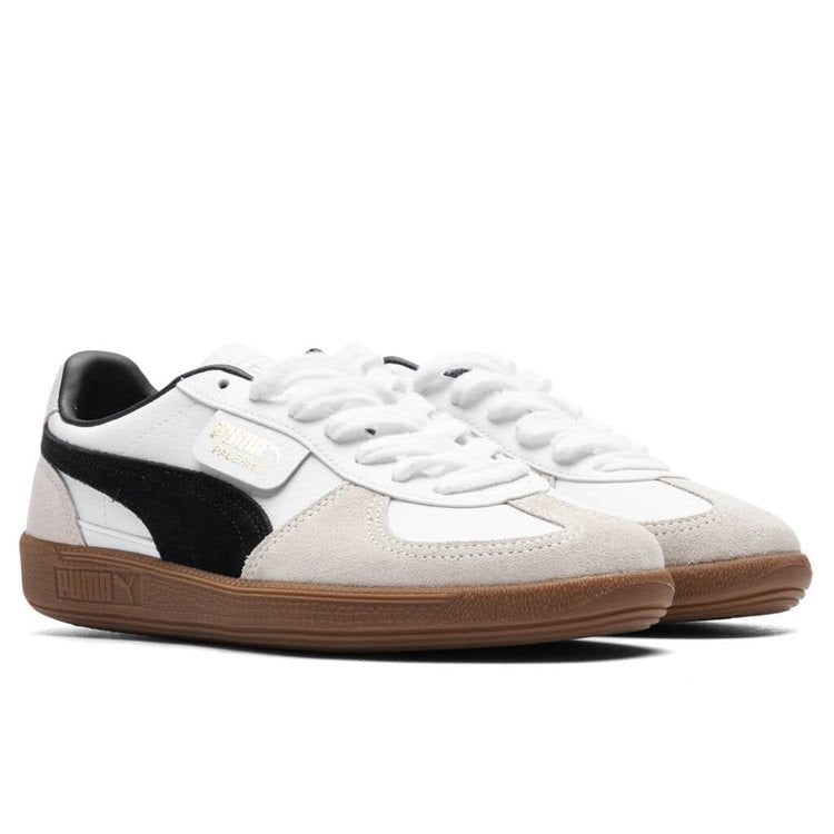 PUMA Palermo Leather Trainers in White & Black