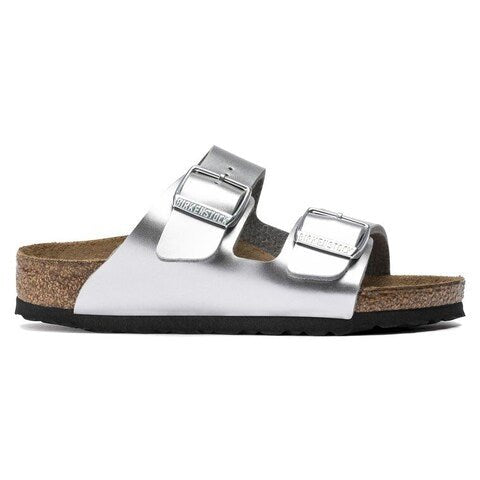 Birkenstock Arizona Children’s Percoflor – Electroplated Silver with a Metallic Sheen