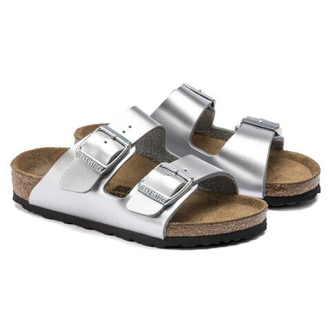 Birkenstock Arizona Children’s Percoflor – Electroplated Silver with a Metallic Sheen