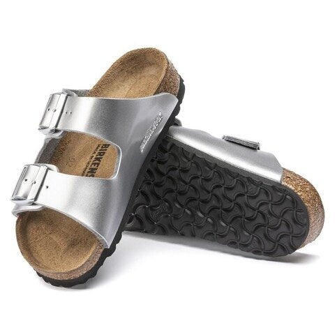 Birkenstock Arizona Children’s Percoflor – Electroplated Silver with a Metallic Sheen