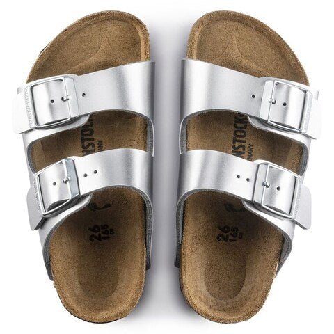 Birkenstock Arizona Children’s Percoflor – Electroplated Silver with a Metallic Sheen