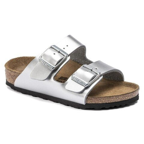 Birkenstock Arizona Children’s Percoflor – Electroplated Silver with a Metallic Sheen