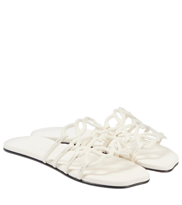 LOEWE Petal Anagram slide in soft calfskin white