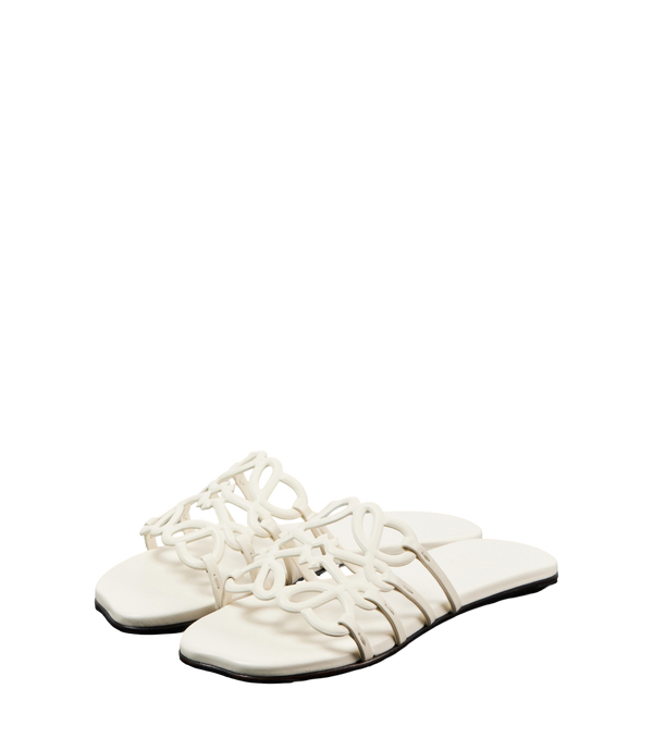 LOEWE Petal Anagram slide in soft calfskin white