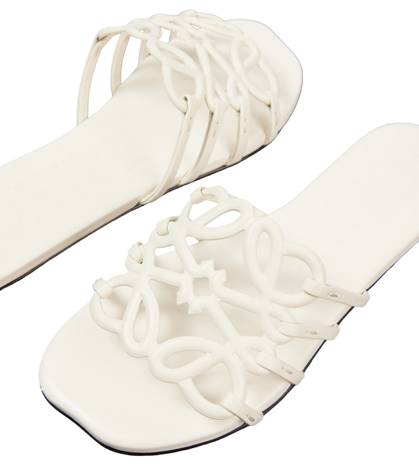 LOEWE Petal Anagram slide in soft calfskin white