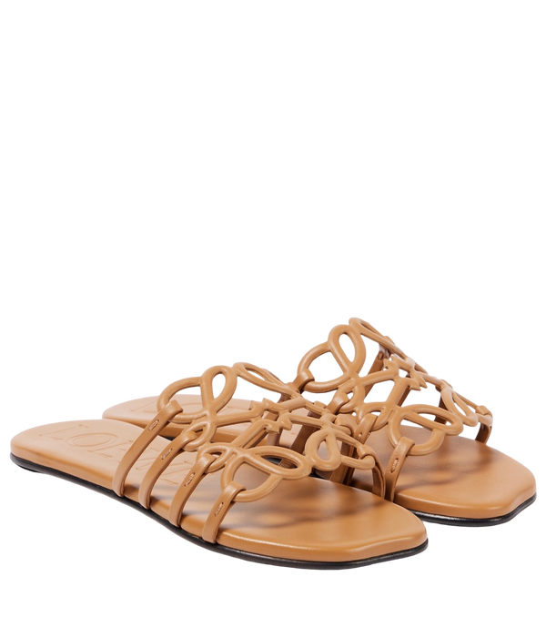 LOEWE Petal Anagram slide in soft calfskin Camel