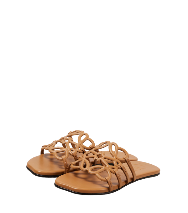 LOEWE Petal Anagram slide in soft calfskin Camel