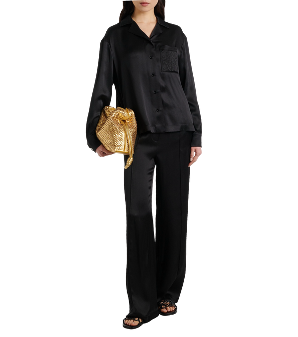 LOEWE Petal Anagram slide in soft calfskin black