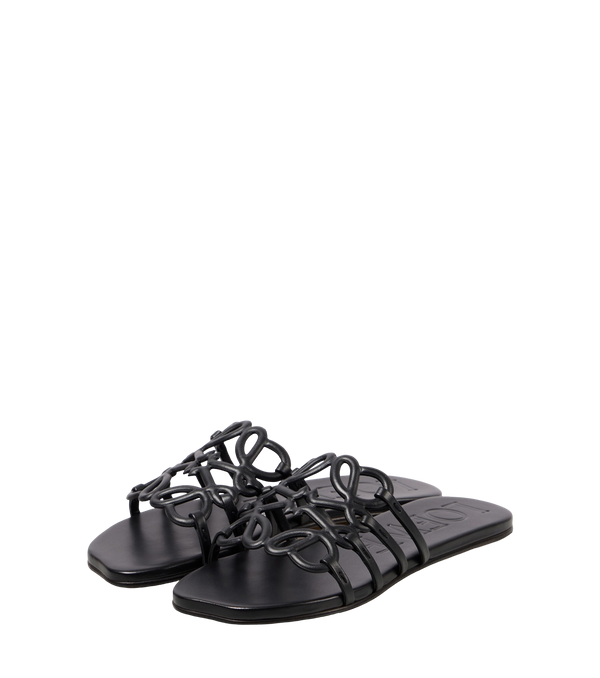 LOEWE Petal Anagram slide in soft calfskin black