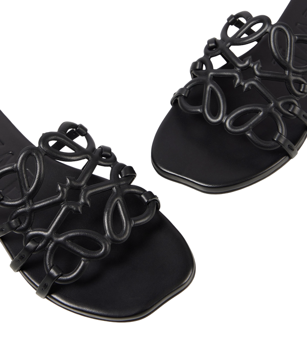 LOEWE Petal Anagram slide in soft calfskin black